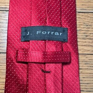 J.F. Ferrar Classic Red Silk and Metallic Tie